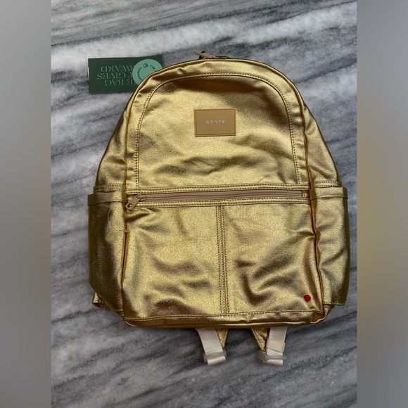 NWT State Bags Kane Kids Travel Backpack Metallic Gold - Picture 4 of 10